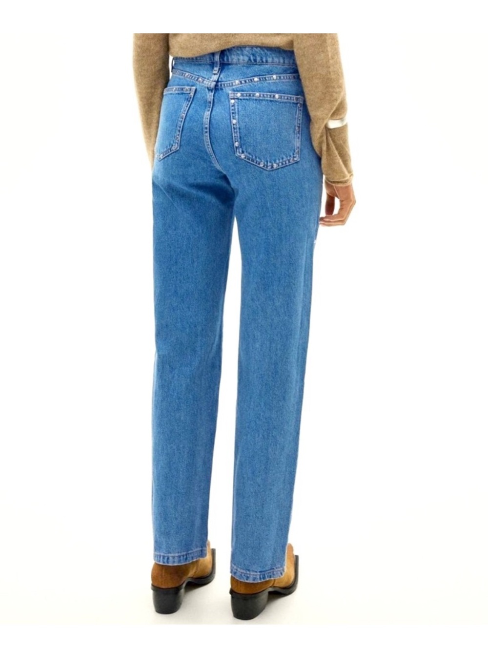 MANGO Billie Stud Straight Leg Jeans